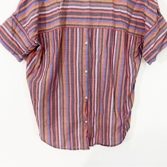 Madewell XS Courier Button Down Shirt Rainbow Stripe Back Buttons Oversized‎ - Picture 7 of 11